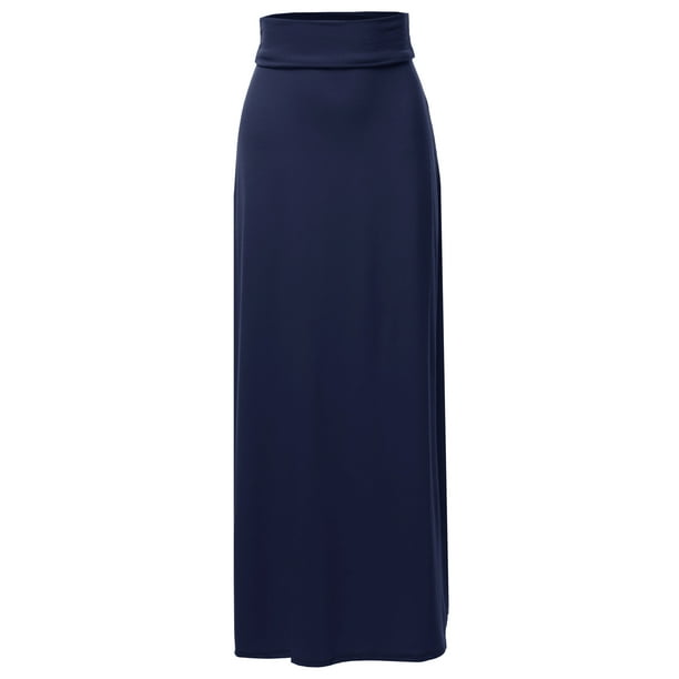 A2Y Womens Basic Foldable High Waist Floor Length Maxi Skirts A2Y Womens Basic Foldable High Waist Floor Length Maxi Skirts